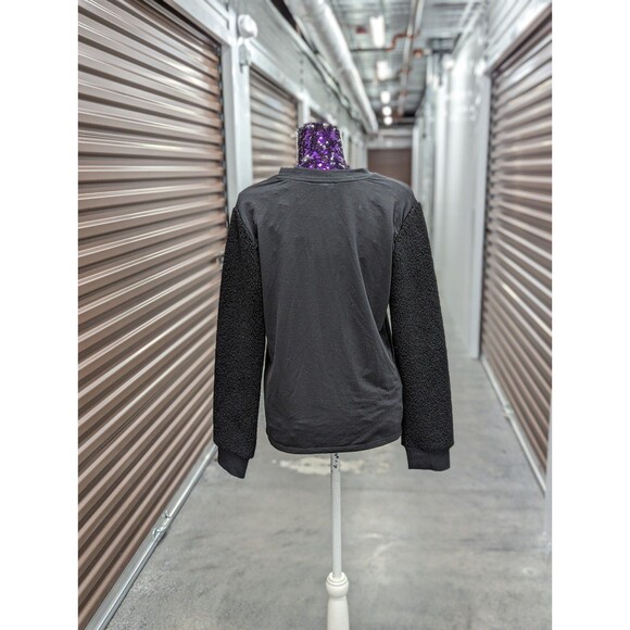 Kenneth Cole NWT Large Black Sweater with Sherpa Sleeves - Picture 3 of 8